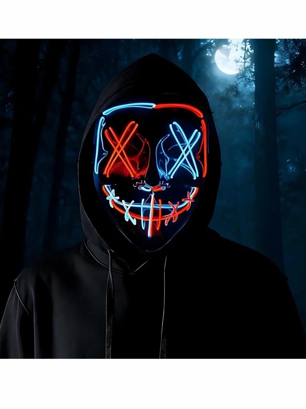 LED Light-Up Halloween Mask - Red & Blue